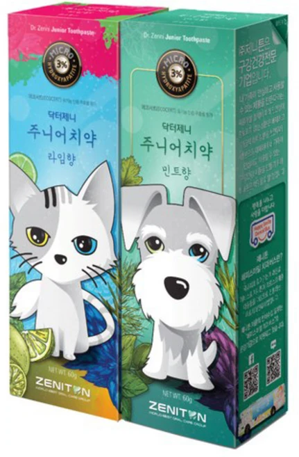 제니튼 닥터제니 주니어치약 라임향 + 민트향, 60g, 1세트 - 쿠팡