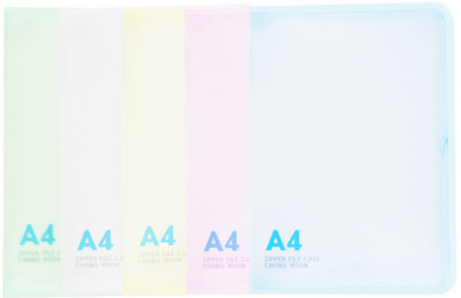 에코청운 PP 뉴 칼라 지퍼 화일 A4, 랜덤 발송, 5개