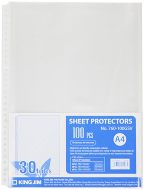 킹짐 30공 클리어화일 속지 A4, 100매입, 1개