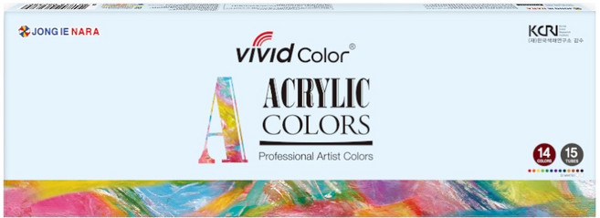 종이나라 비비드 칼라 아크릴물감, 12ml, 15색