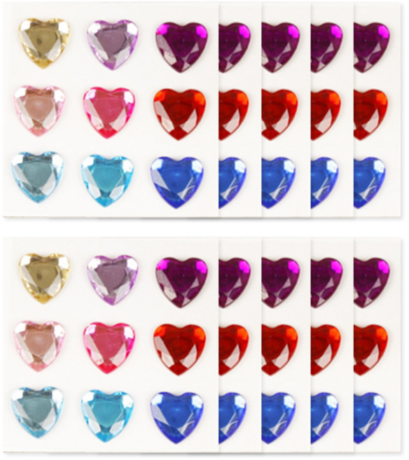 하트 큐빅 보석 스티커, 혼합스티커, 10개