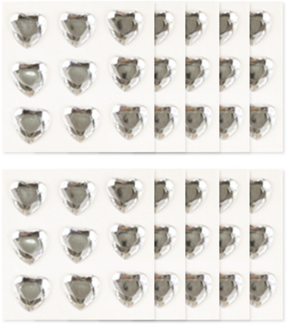 하트 큐빅 보석 스티커, 화이트, 10개