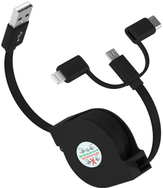 요이치 3in1 멀티충전 마운틴 릴케이블, 혼합색상, 1개, 1m