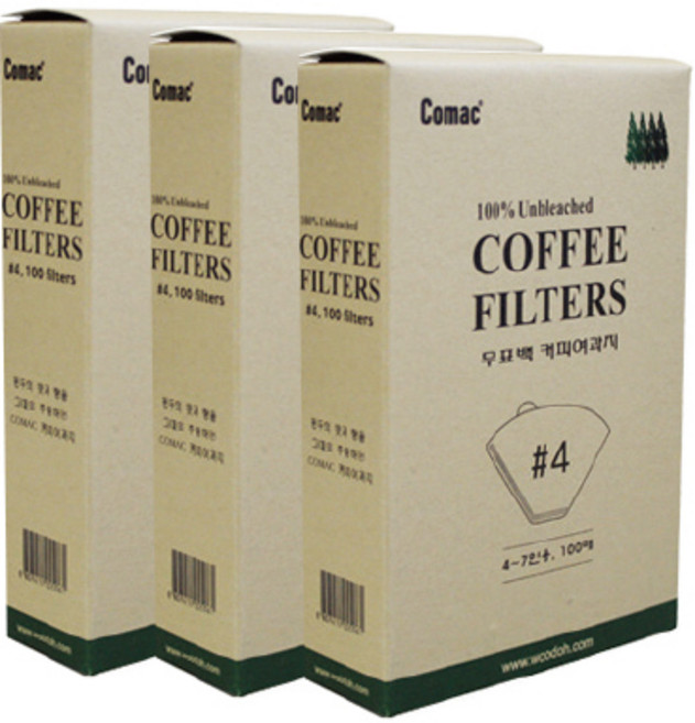코맥 케이스 커피여과지 4, 100개, 3개