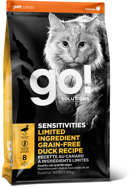 go 전연령 고양이 LID 그레인프리 센서티브 건식사료, 오리, 1.36kg, 1개