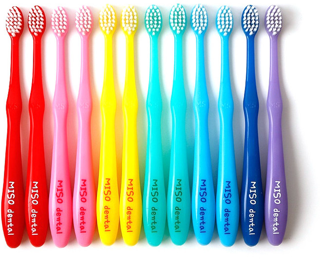 미소덴탈 어린이칫솔 7세-11세 레인보우컬러 7p + 랜덤 컬러 5p, 혼합색상, 12개입, 1세트