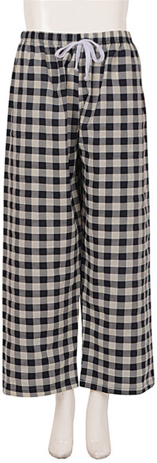 캐리루시 커플용 데일리룩 큰 체크 선염 9부 통기성 잠옷 바지