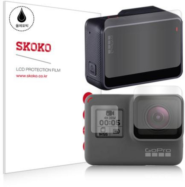 스코코 고프로 히어로7 올레포빅 액정 보호필름 전면 + 후면 세트, 1세트