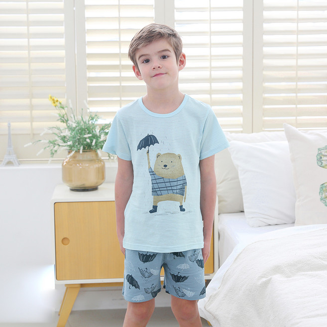 마밤오가닉 아동용 레이니 베어 5부 내의 상하 세트