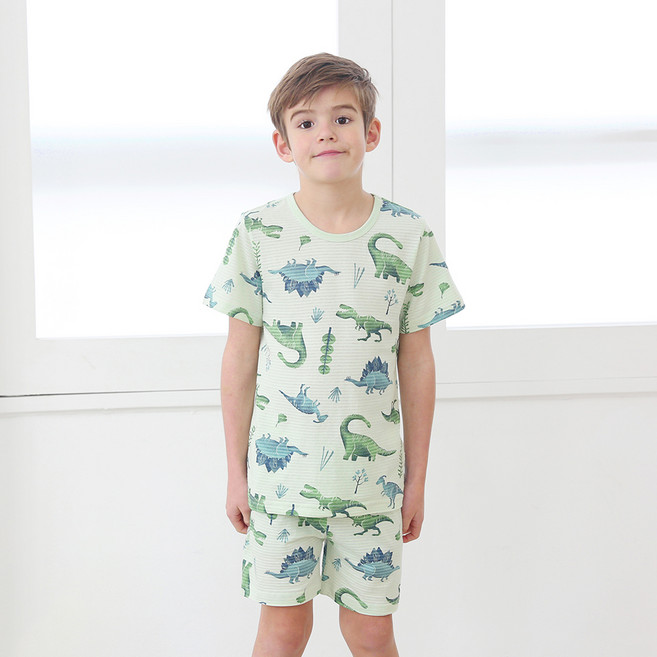 마밤오가닉 아동용 디노월드 5부 내의 상하 세트