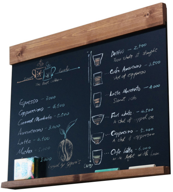 GGUN'S 橫式黑板菜單板 NO 102 + 12色Crayola粉筆, 胡桃木色