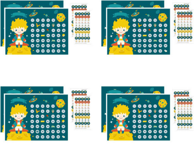 디자인아지트 어린왕자 칭찬 스티커판 8p + 칭찬 스티커 8p 세트, 혼합색상, 1세트