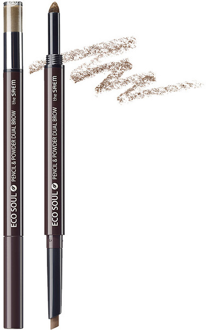 더샘 에코 소울 펜슬 앤 파우더 듀얼 아이브로우 오토펜슬 0.3g, 01 갈색, 1개