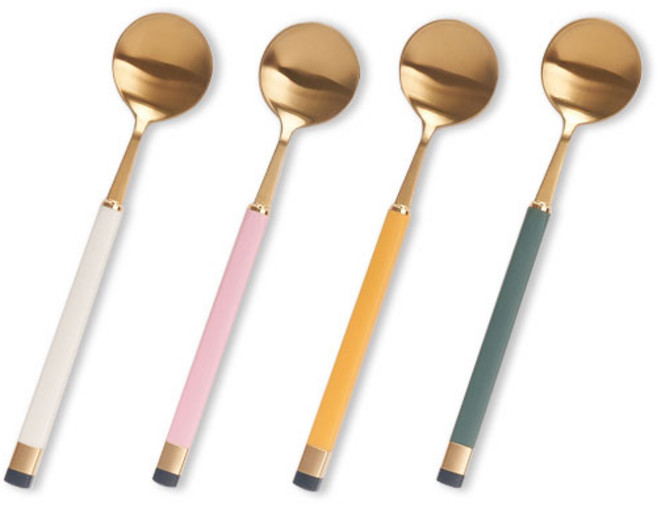 보겐 카라 티스푼 4종 세트 골드, 화이트, 핑크, 비타민, 올리브, 1세트