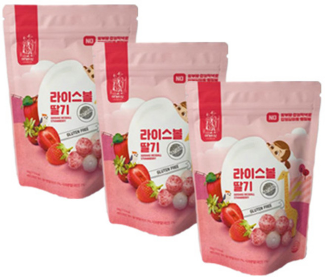 아비삭 라이스볼, 딸기, 3개, 30g