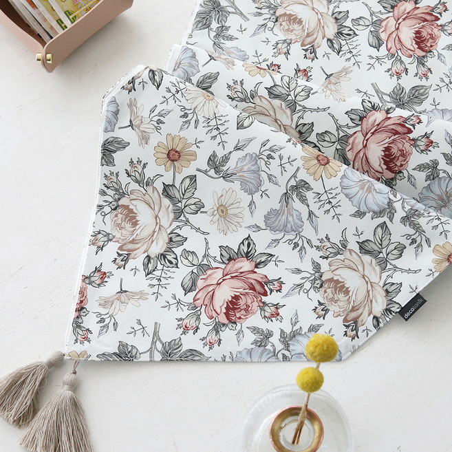 데코토닉 빈티지 러너, 화이트, 6인(폭 30cm x 길이 210cm)