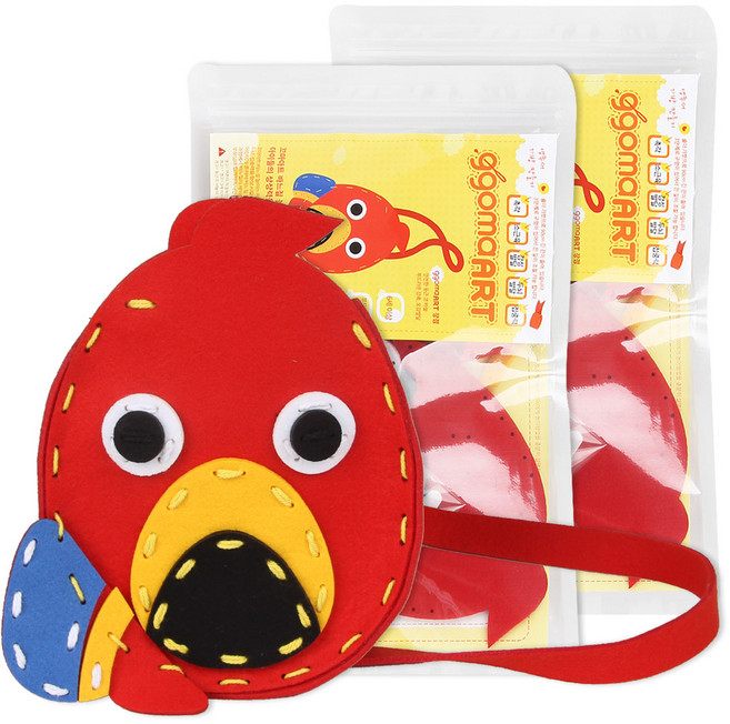 꼬마아트 바느질 놀이 앵무새 크로스백 2p, 혼합색상, 1개