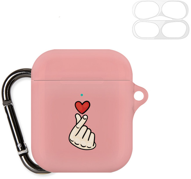 구스페리 손하트 키링 디자인 에어팟 케이스 + 철가루 방지 스티커, 오른손하트, 1개