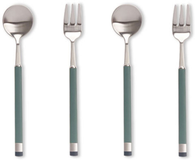 보겐 카라 세트 실버 올리브, 1세트, 티스푼 2p + 포크 2p