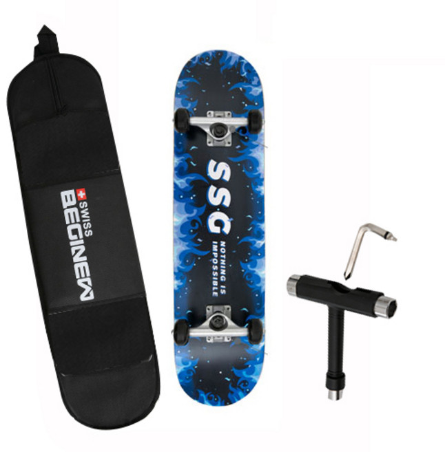 SWISS BEGINEW 滑板 + 收納袋 + 維修工具組, 藍色