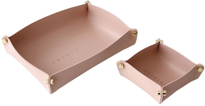 데코토닉 플레인 레더 트레이 L + S 세트, 핑크, 1세트