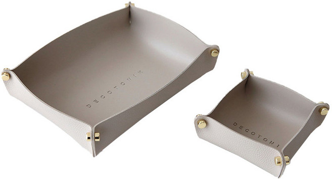 데코토닉 플레인 레더 트레이 L + S, 웜그레이, 1세트