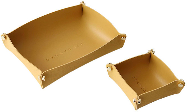 데코토닉 플레인 레더 트레이 L + S 세트, 머스타드, 1세트