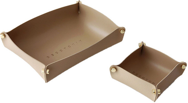 데코토닉 플레인 레더 트레이 L + S 세트, 베이지, 1세트