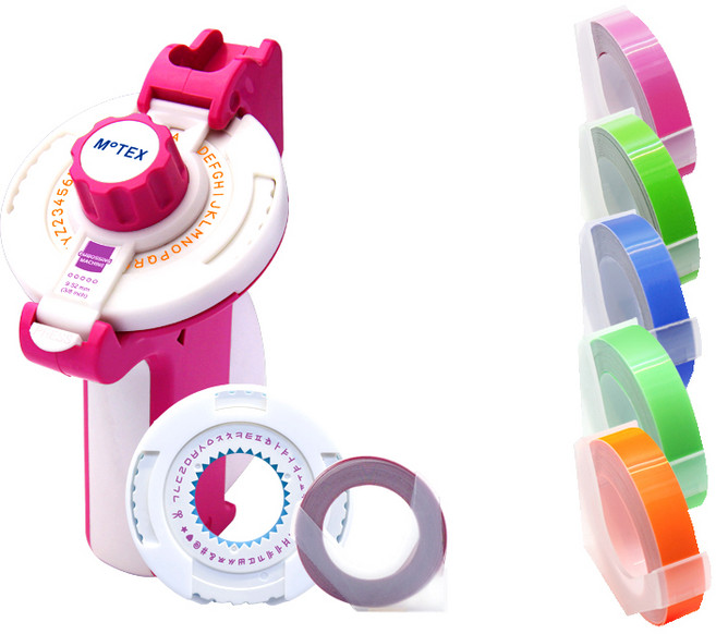 모텍스 라벨 메이커 또각이 E-202 + 리필테이프 B세트, 핑크, 1세트