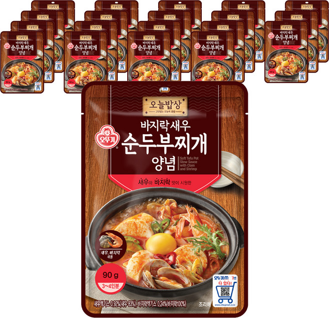오뚜기 바지락 새우 순두부 찌개 양념, 90g, 20개