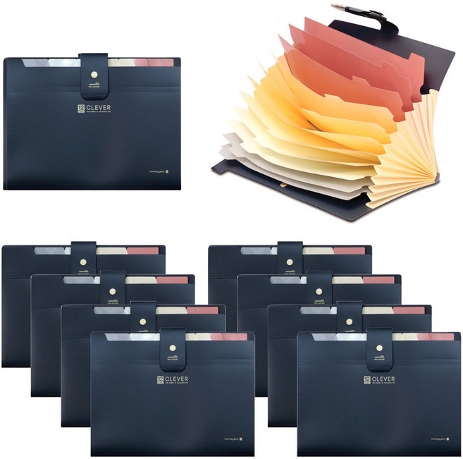 모닝글로리 5500 클레버 12분류 간편 도큐멘트 화일, 네이비, 10개