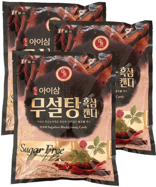 아이삼 무설탕 흑삼캔디, 500g, 3개