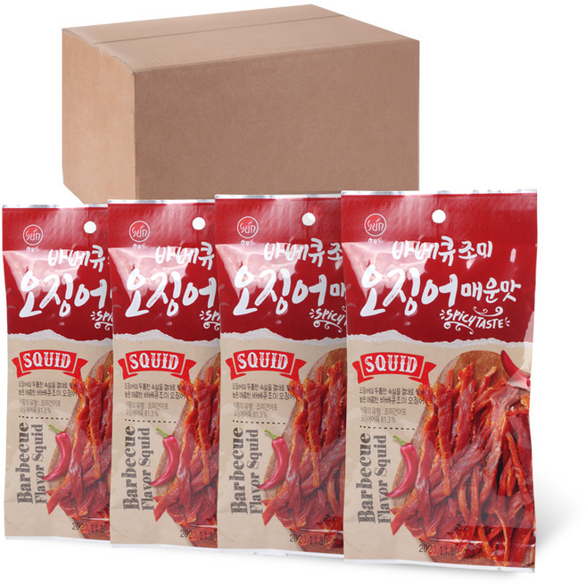 썬푸드 바베큐조미 오징어 매운맛, 40g, 4개