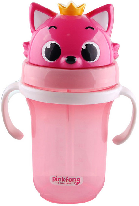 아이조움 핑크퐁 입체 빨대물병, 분홍, 300ml, 1개