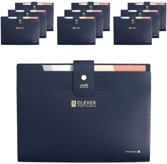 모닝글로리 4500 클레버 8분류 간편 도큐멘트 화일, 네이비, 10개
