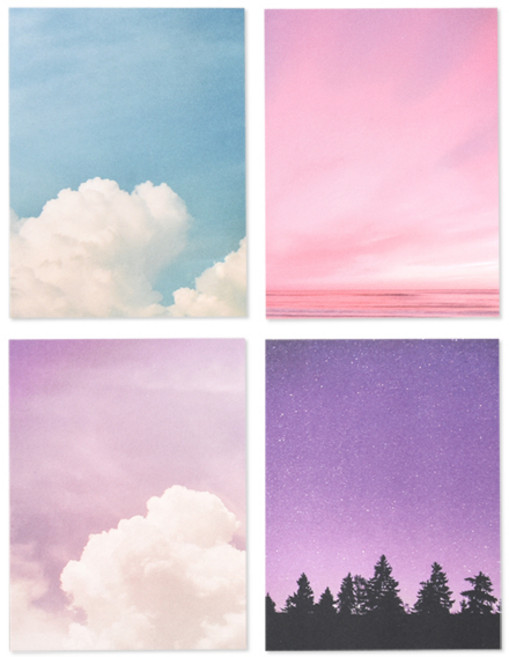 모노라이크 필링 ver 2 메모지 4종 세트, 오늘날씨맑음 + 하늘그리고바다 + 보랏빛구름 + 별이빛나는밤, 100매, 1세트