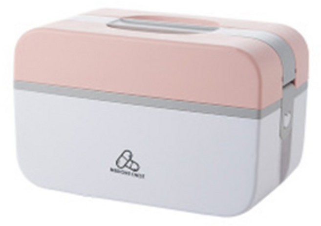 더플로우컴퍼니 가정용 귀여운 배색 구급 상자 핑크 소형, 1개