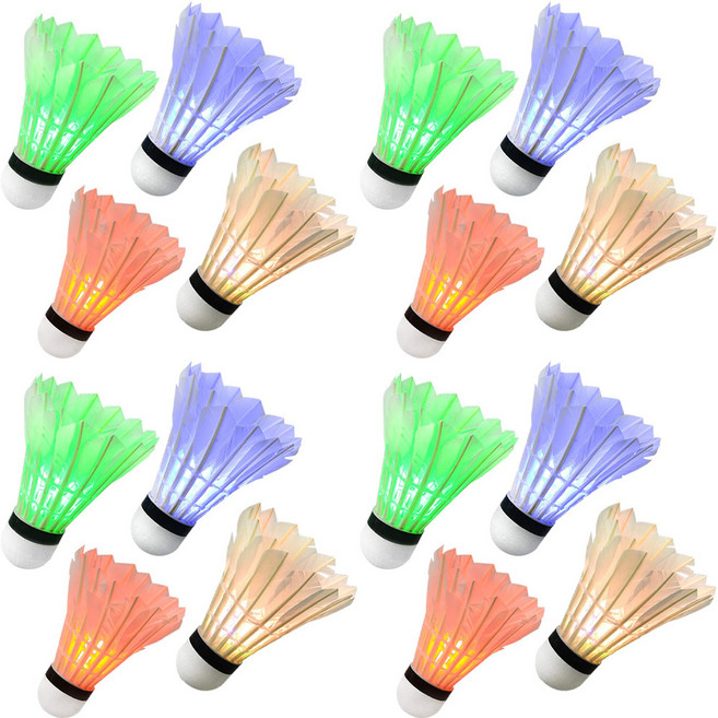 엔포유 배드민턴 LED 셔틀콕 BM-S105, Green + Blue + Multicolor + Red, 4개입, 3세트