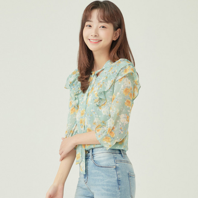 로엠 장미나염 블라우스 5부