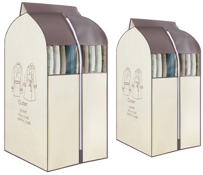 마켓피오 홈 대용량 옷 행거커버 2종 세트 베이지, 1세트