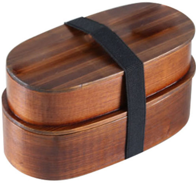 코지테이블 우드 피크닉 2단 도시락통, 혼합색상, 1개