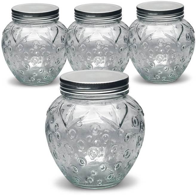 미르코리아 엠글라스 딸기 유리저장병, 700ml, 4개