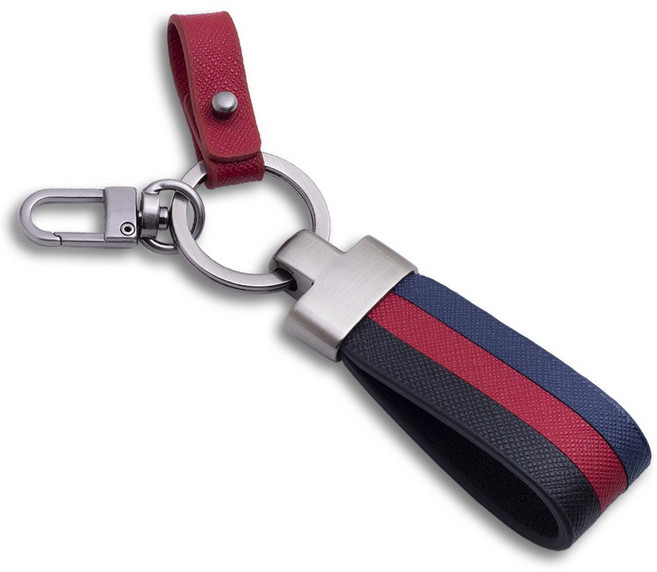 무에뜨 소가죽 심플 자동차 키링, 1개, 레드