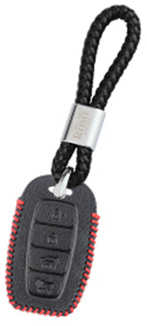 아트로마페루찌 스마트 키 케이스 컴팩트 현대자동차 14번, 블랙 + 레드 스티치