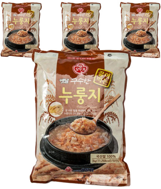 오뚜기옛날 구수한 끓여먹는 누룽지, 3kg, 4개