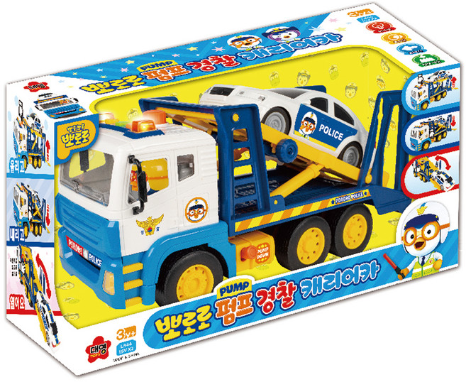뽀로로 펌프 경찰 캐리어카 완구, 혼합색상, 1개