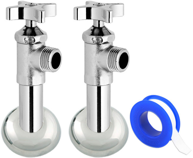 미리내 십자 앵글밸브 2p + 테프론 테이프 세트, 혼합색상