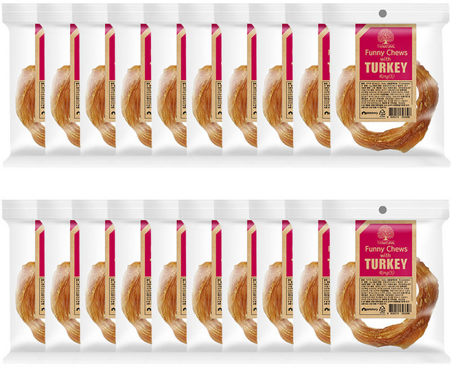 더내추럴 강아지 퍼니츄 건조간식 링 S, 칠면조, 13g, 20개