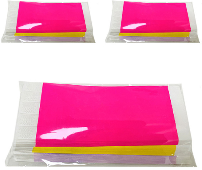 입장권 팔찌 3종 x 100p 세트, 네온핑크 + 라이트퍼플 + 옐로우, 1세트