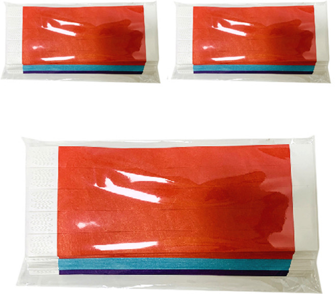 입장권 팔찌 3종 x 100p 세트, 토마토레드 + 퍼플 + 아쿠아, 1세트